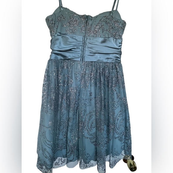 WOMENS BALLETCORE  MINI PROM DRESS  SIZE 7 BLUE, GREY & SILVER GLITTER - Picture 3 of 10